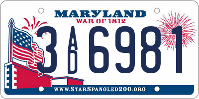 MD license plate 3AD6981