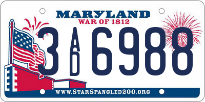 MD license plate 3AD6988
