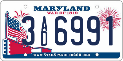 MD license plate 3AD6991