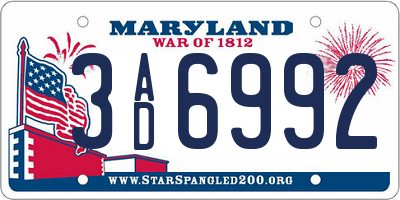 MD license plate 3AD6992