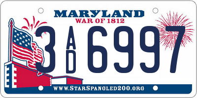 MD license plate 3AD6997
