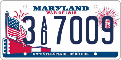MD license plate 3AD7009