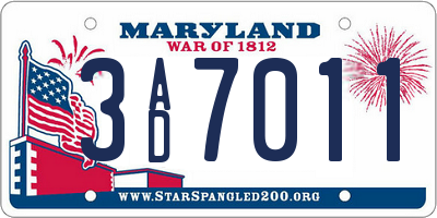 MD license plate 3AD7011