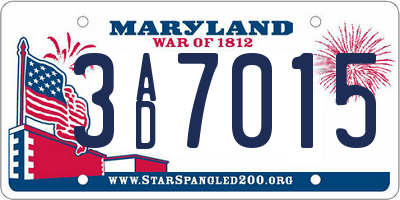 MD license plate 3AD7015