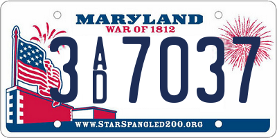 MD license plate 3AD7037