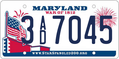 MD license plate 3AD7045