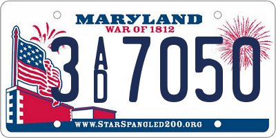 MD license plate 3AD7050