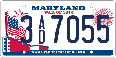 MD license plate 3AD7055