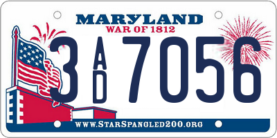 MD license plate 3AD7056