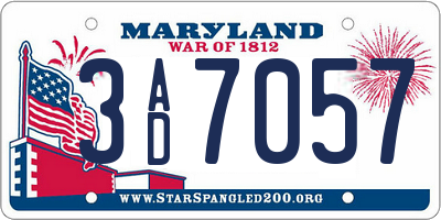 MD license plate 3AD7057