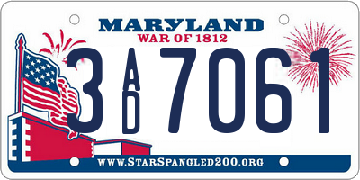 MD license plate 3AD7061