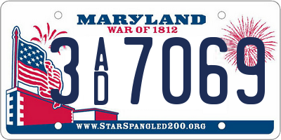 MD license plate 3AD7069