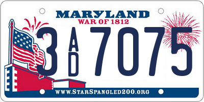 MD license plate 3AD7075