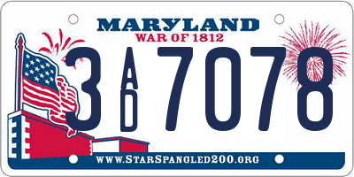 MD license plate 3AD7078