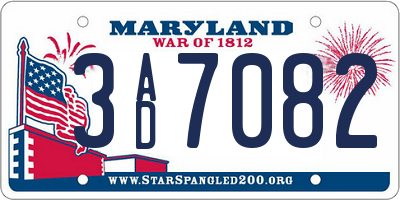 MD license plate 3AD7082