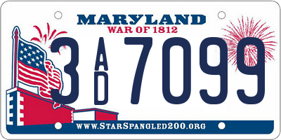 MD license plate 3AD7099