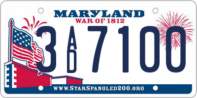 MD license plate 3AD7100