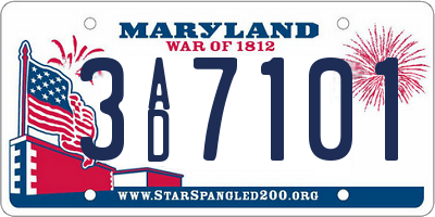 MD license plate 3AD7101