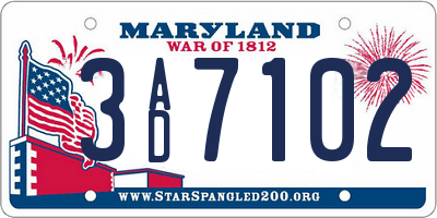 MD license plate 3AD7102