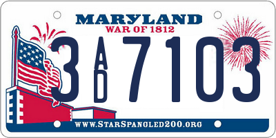 MD license plate 3AD7103