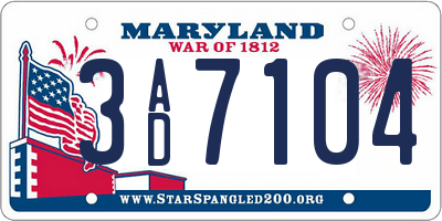 MD license plate 3AD7104