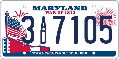 MD license plate 3AD7105
