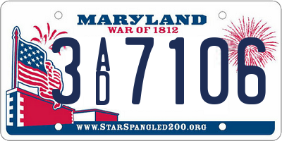 MD license plate 3AD7106