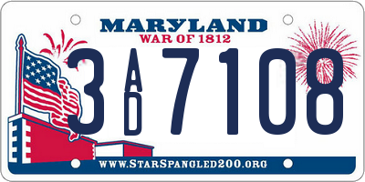 MD license plate 3AD7108