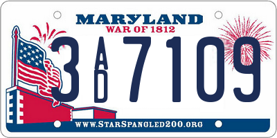 MD license plate 3AD7109