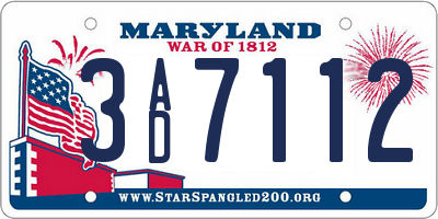 MD license plate 3AD7112