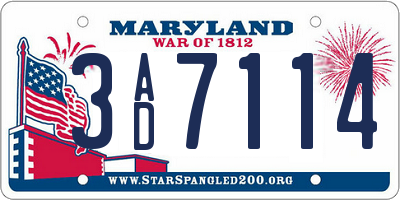 MD license plate 3AD7114