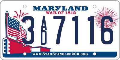MD license plate 3AD7116