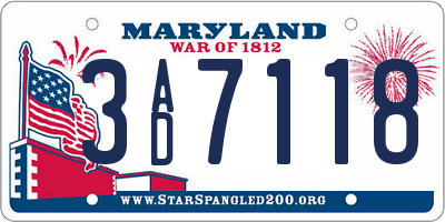 MD license plate 3AD7118