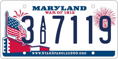 MD license plate 3AD7119