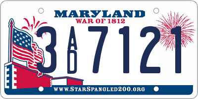 MD license plate 3AD7121
