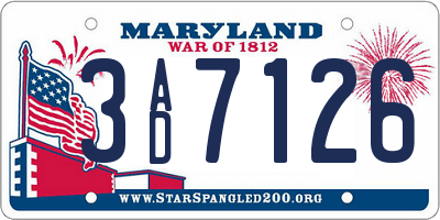 MD license plate 3AD7126