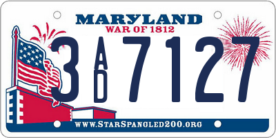 MD license plate 3AD7127
