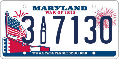MD license plate 3AD7130