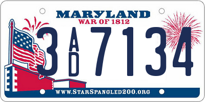 MD license plate 3AD7134
