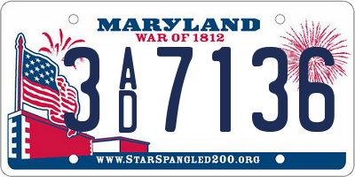 MD license plate 3AD7136
