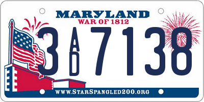 MD license plate 3AD7138