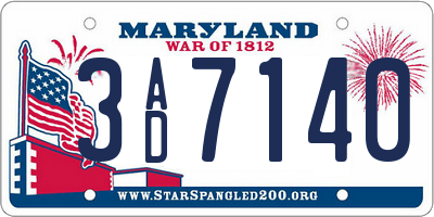 MD license plate 3AD7140