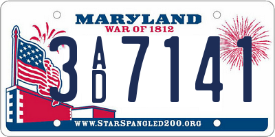 MD license plate 3AD7141