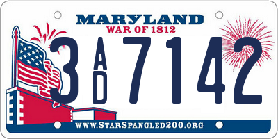 MD license plate 3AD7142