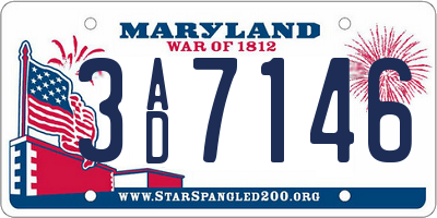 MD license plate 3AD7146