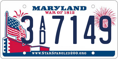 MD license plate 3AD7149