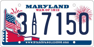 MD license plate 3AD7150
