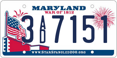MD license plate 3AD7151