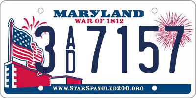 MD license plate 3AD7157