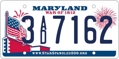 MD license plate 3AD7162